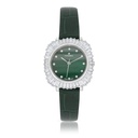 Stainless Steel 316 Watch Silver Plated And Green Leather Embedded With White Zircon - GREEN MOP DIAL