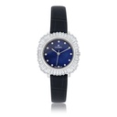 Stainless Steel 316 Watch Silver Plated And Blue Leather Embedded With White Zircon - BLUE MOP DIAL