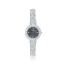 Stainless Steel 316 Watch Silver Plated Embedded With White Zircon - BLACK MOP DIAL