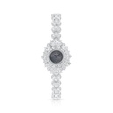 Stainless Steel 316 Watch Silver Plated Embedded With White Zircon - BLACK MOP DIAL