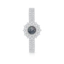 Stainless Steel 316 Watch Silver Plated Embedded With White Zircon - BLACK MOP DIAL