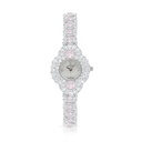 Stainless Steel 316 Watch Silver Plated Embedded With pink Zircon And White Zircon - MOP DIAL