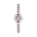 Stainless Steel 316 Watch Silver Plated Embedded With Ruby Corundum And White Zircon - Pink MOP DIAL