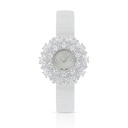 Stainless Steel 316 Watch Silver Plated And White Leather Embedded With White Zircon - MOP DIAL