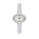 Stainless Steel 316 Watch Silver Plated Embedded With White Zircon - MOP DIAL