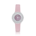 Stainless Steel 316 Watch Silver Plated And Pink Leather Embedded With White Zircon - Pink MOP DIAL