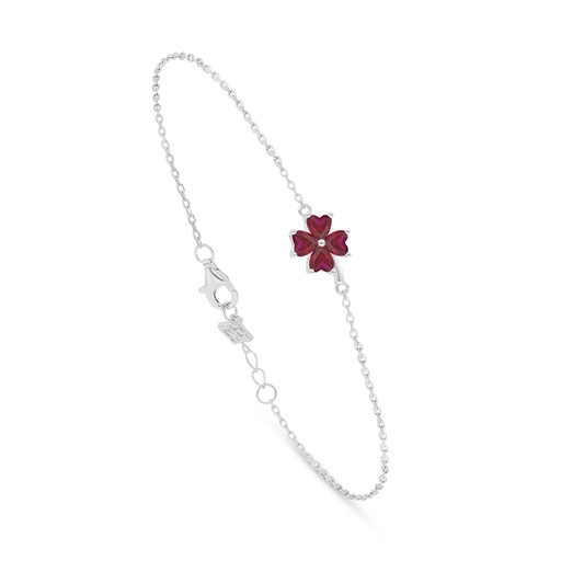 [BRC01RUB00000B891] Sterling Silver 925 Bracelet Rhodium Plated Embedded With Ruby Corundum 