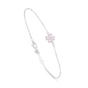 Sterling Silver 925 Bracelet Rhodium Plated Embedded With Pink Zircon 