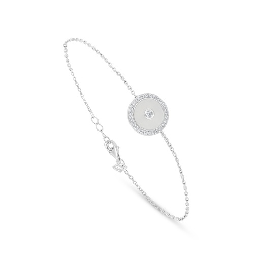 [BRC01MOP00WCZB888] Sterling Silver 925 Bracelet Rhodium Plated Embedded With White Shell And White Zircon