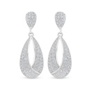 Sterling Silver 925 Earring Rhodium Plated Embedded With White Zircon
