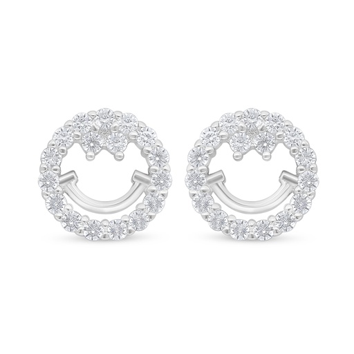 [EAR01WCZ00000D357] Sterling Silver 925 Earring Rhodium Plated Embedded With White Zircon