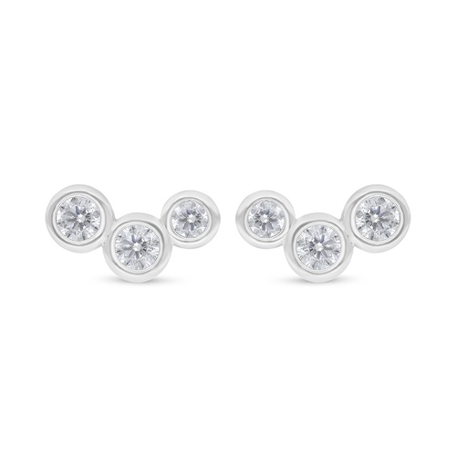 [EAR01WCZ00000D358] Sterling Silver 925 Earring Rhodium Plated Embedded With White Zircon