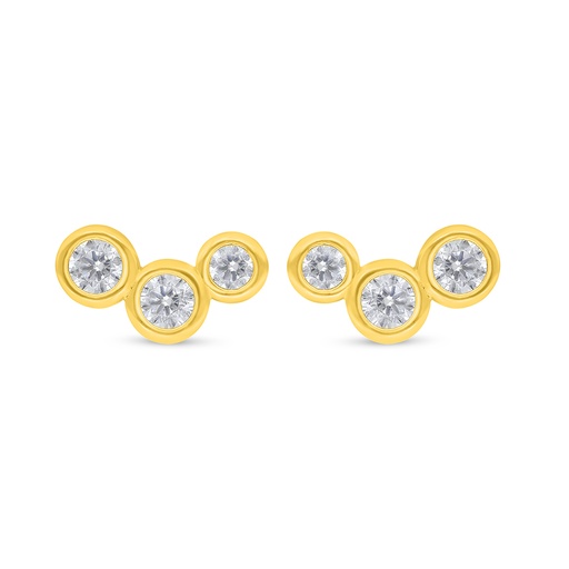 [EAR02WCZ00000D358] Sterling Silver 925 Earring Golden Plated Embedded With White Zircon