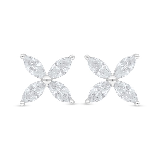[EAR01WCZ00000D370] Sterling Silver 925 Earring Rhodium Plated Embedded With White Zircon