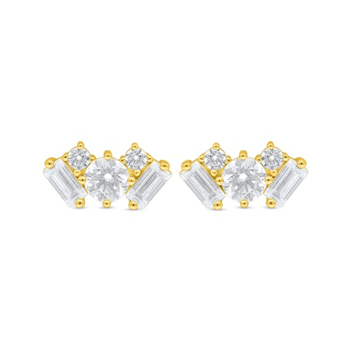 [EAR02WCZ00000D371] Sterling Silver 925 Earring Golden Plated Embedded With White Zircon