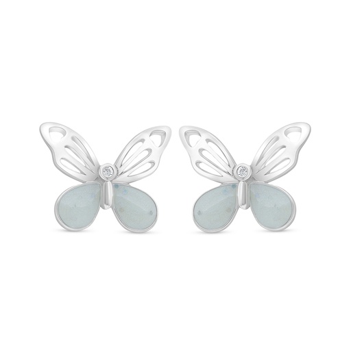 [EAR01MOP00WCZD372] Sterling Silver 925 Earring Rhodium Plated Embedded With White Shell And White Zircon