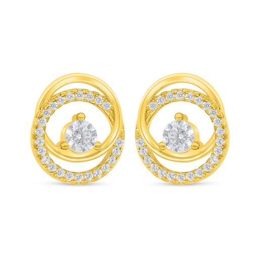 [EAR02WCZ00000D375] Sterling Silver 925 Earring Golden Plated Embedded With White Zircon