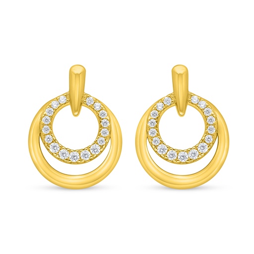 [EAR02WCZ00000D376] Sterling Silver 925 Earring Golden Plated Embedded With White Zircon