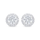 Sterling Silver 925 Earring Rhodium Plated Embedded With White Zircon