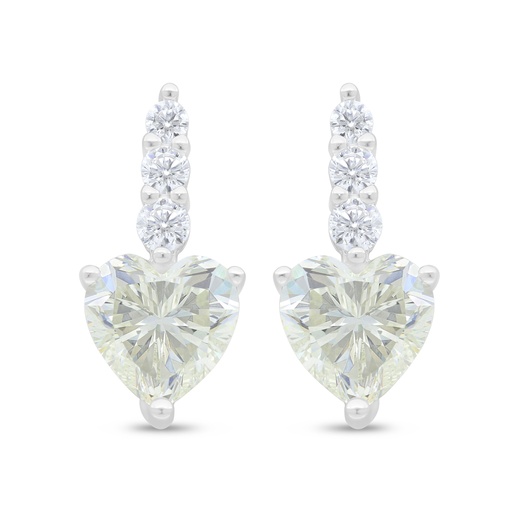 [EAR01CIT00WCZD440] Sterling Silver 925 Earring Rhodium Plated Embedded With Yellow Diamond And White Zircon