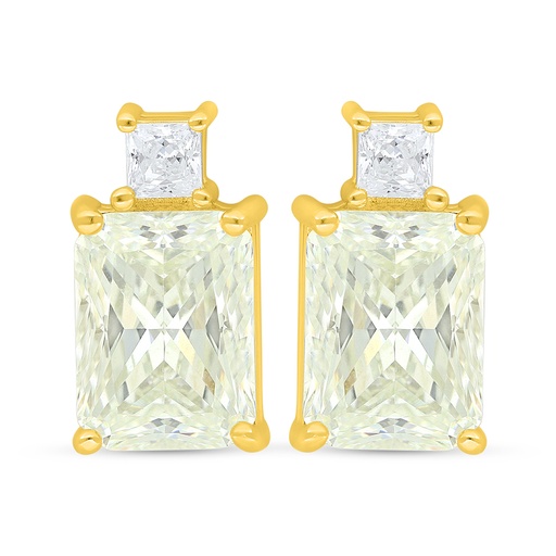 [EAR02CIT00WCZD452] Sterling Silver 925 Earring Golden Plated Embedded With Yellow Diamond And White Zircon