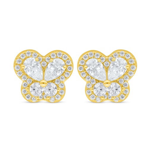 [EAR02WCZ00000D473] Sterling Silver 925 Earring Golden Plated Embedded With White Zircon