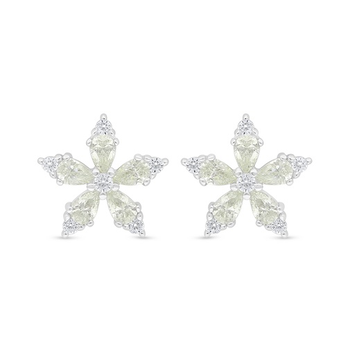 [EAR01CIT00WCZD475] Sterling Silver 925 Earring Rhodium Plated Embedded With Yellow Diamond And White Zircon