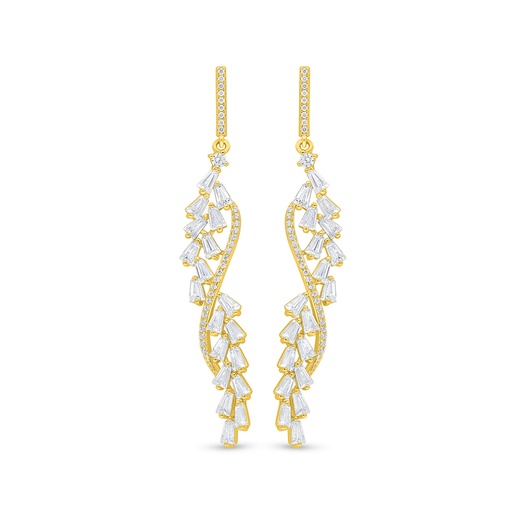 [EAR02WCZ00000D497] Sterling Silver 925 Earring Golden Plated Embedded With White Zircon