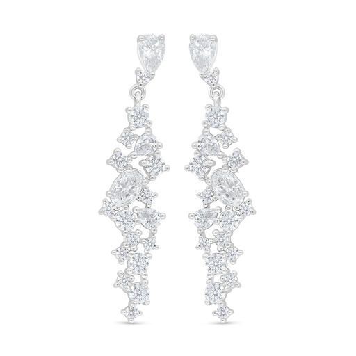 [EAR01WCZ00000D498] Sterling Silver 925 Earring Rhodium Plated Embedded With White Zircon