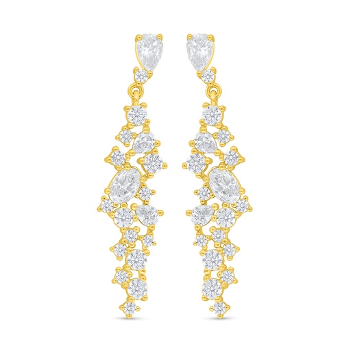 [EAR02WCZ00000D498] Sterling Silver 925 Earring Golden Plated Embedded With White Zircon