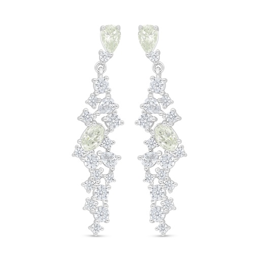 [EAR01CIT00WCZD498] Sterling Silver 925 Earring Rhodium Plated Embedded With Yellow Diamond And White Zircon