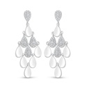 Sterling Silver 925 Earring Rhodium Plated Embedded With White Zircon