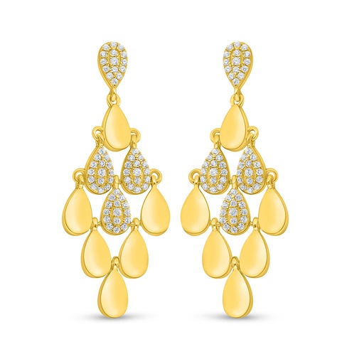 [EAR02WCZ00000D502] Sterling Silver 925 Earring Golden Plated Embedded With White Zircon