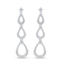 Sterling Silver 925 Earring Rhodium Plated Embedded With White Zircon