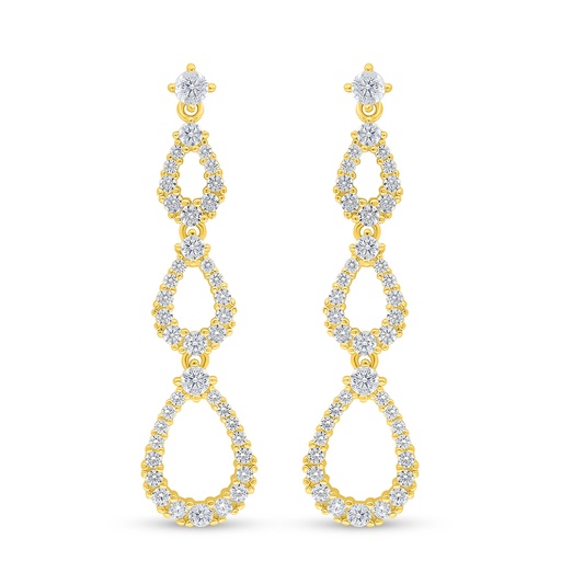 [EAR02WCZ00000D504] Sterling Silver 925 Earring Golden Plated Embedded With White Zircon