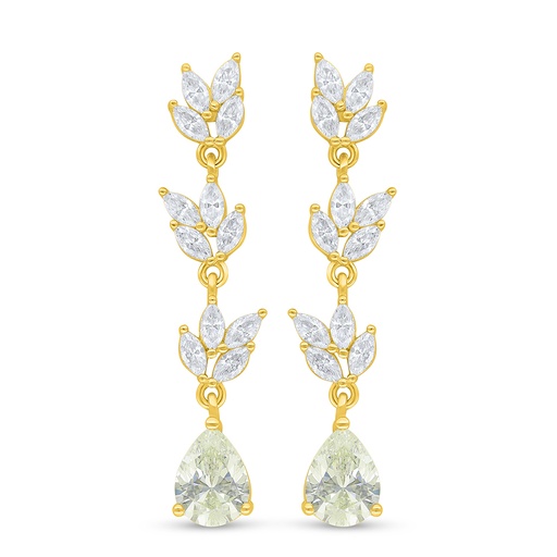 [EAR02CIT00WCZD506] Sterling Silver 925 Earring Golden Plated Embedded With Yellow Diamond And White Zircon