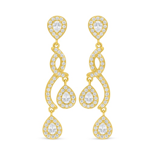 [EAR02WCZ00000D507] Sterling Silver 925 Earring Golden Plated Embedded With White Zircon