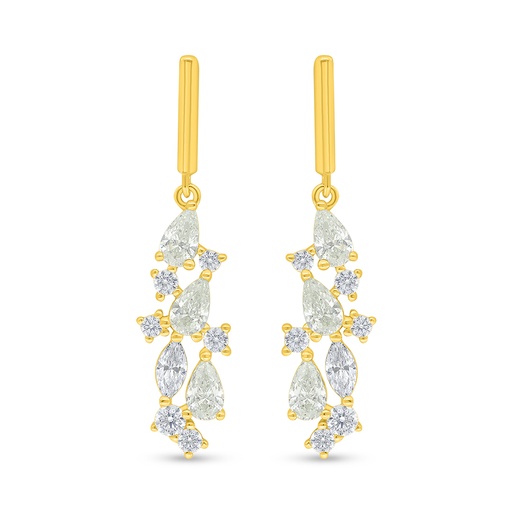 [EAR02CIT00WCZD508] Sterling Silver 925 Earring Golden Plated Embedded With Yellow Diamond And White Zircon