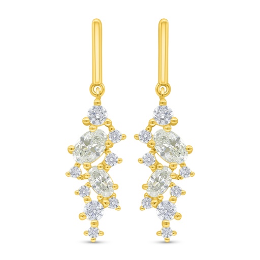 [EAR02CIT00WCZD509] Sterling Silver 925 Earring Golden Plated Embedded With Yellow Diamond And White Zircon