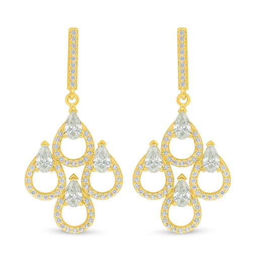 [EAR02CIT00WCZD510] Sterling Silver 925 Earring Golden Plated Embedded With Yellow Diamond And White Zircon