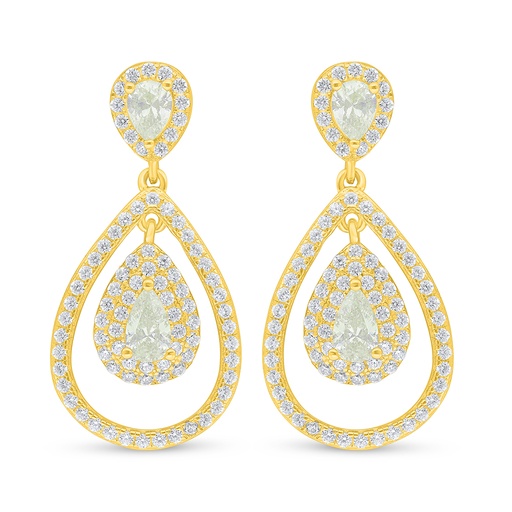 [EAR02CIT00WCZD512] Sterling Silver 925 Earring Golden Plated Embedded With Yellow Diamond And White Zircon