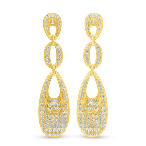 [EAR02WCZ00000D513] Sterling Silver 925 Earring Golden Plated Embedded With White Zircon