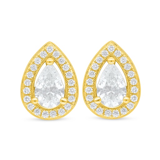 [EAR02WCZ00000D518] Sterling Silver 925 Earring Golden Plated Embedded With White Zircon