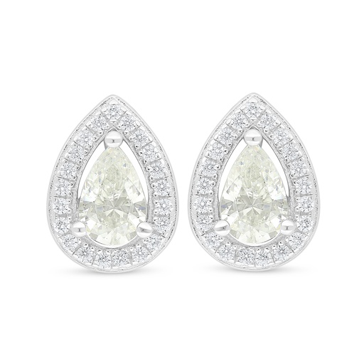 [EAR01CIT00WCZD518] Sterling Silver 925 Earring Rhodium Plated Embedded With Yellow Diamond And White Zircon