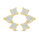 Sterling Silver 925 Earring Golden Plated  Embedded With Yellow Diamond 