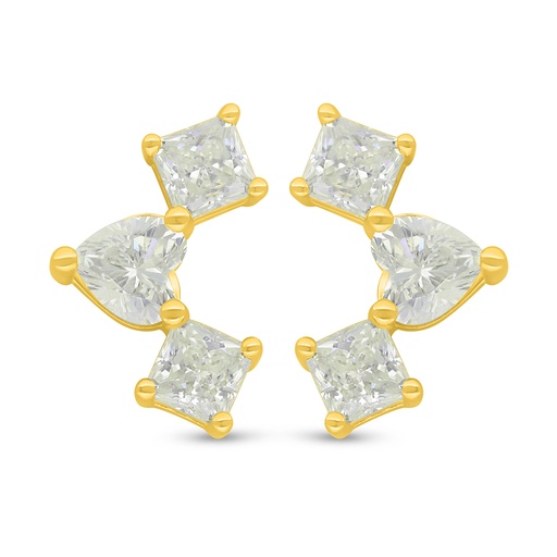 [EAR02CIT00000D519] Sterling Silver 925 Earring Golden Plated  Embedded With Yellow Diamond 