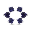 Sterling Silver 925 Earring Rhodium Plated Embedded With Sapphire Corundum 