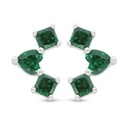 Sterling Silver 925 Earring Rhodium Plated Embedded With Emerald Zircon 