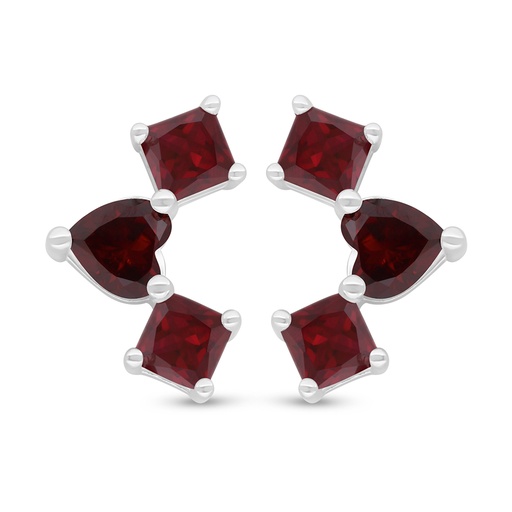 [EAR01RUB00000D519] Sterling Silver 925 Earring Rhodium Plated Embedded With Ruby Corundum 