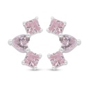 Sterling Silver 925 Earring Rhodium Plated Embedded With Pink Zircon 